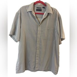 R&R Casual Luxury Tan Short Sleeve Button-down Shirt XL